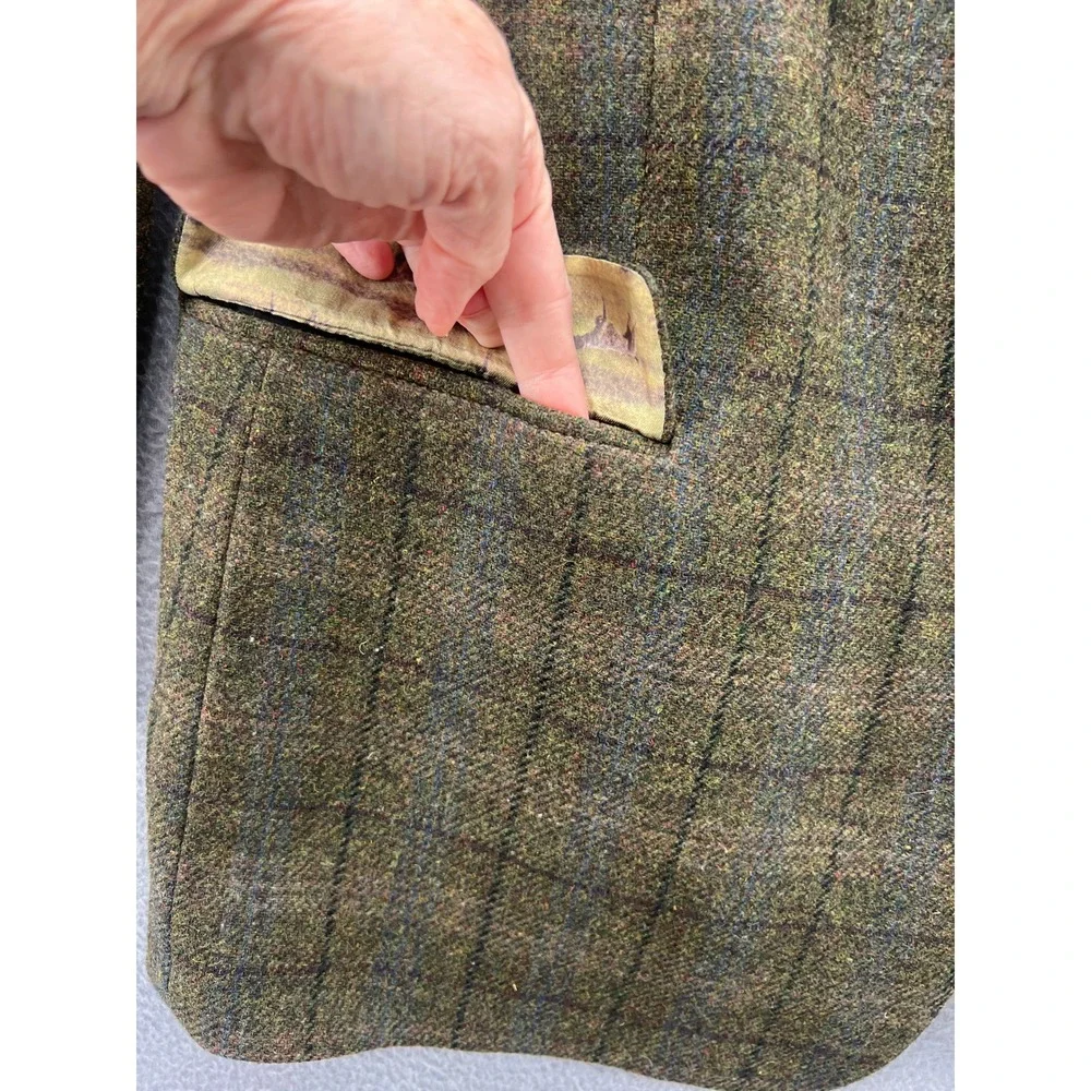 Richie Bland American Legend Blazer Sport Coat Mens 46 Lambswool Olive Plaid